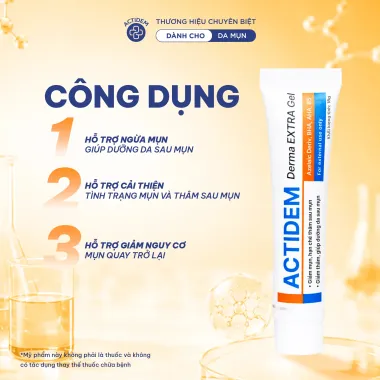 Gel giảm mụn mờ thâm Actidem Derma Extra Gel 18gram