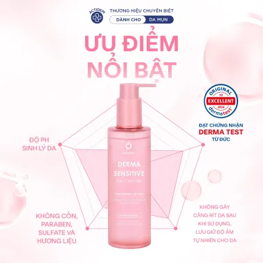 Gel rửa mặt dành cho da khô, nhạy cảm Actidem Derma Sensitive Gel Cleanser 200ml
