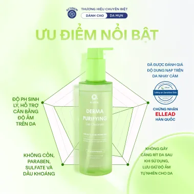 Gel rửa mặt dành cho da dầu mụn, nhạy cảm Actidem Derma Purifying Gel Cleanser 200ml
