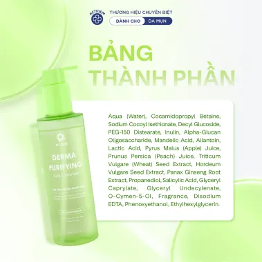 Gel rửa mặt dành cho da dầu mụn, nhạy cảm Actidem Derma Purifying Gel Cleanser 200ml