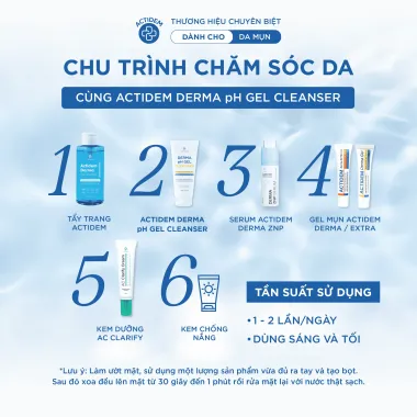 Gel rửa mặt sạch sâu dành cho da dầu mụn Actidem Derma pH Gel Cleanser 150ml