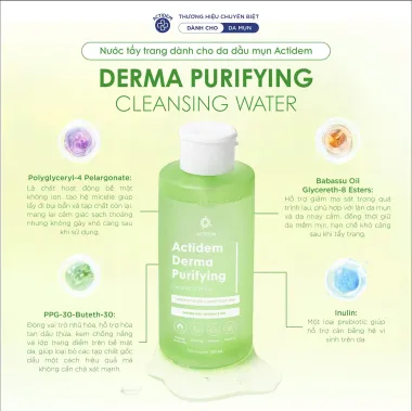 Nước tẩy trang dành cho da dầu mụn Actidem Derma Purifying Cleansing Water 500ml