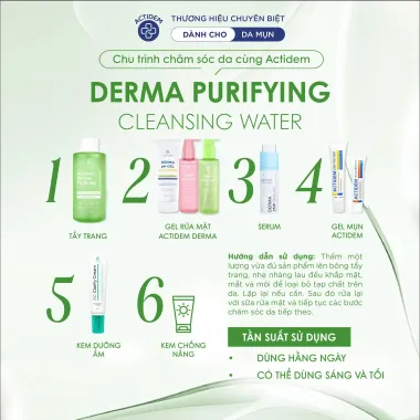 Nước tẩy trang dành cho da dầu mụn Actidem Derma Purifying Cleansing Water 500ml