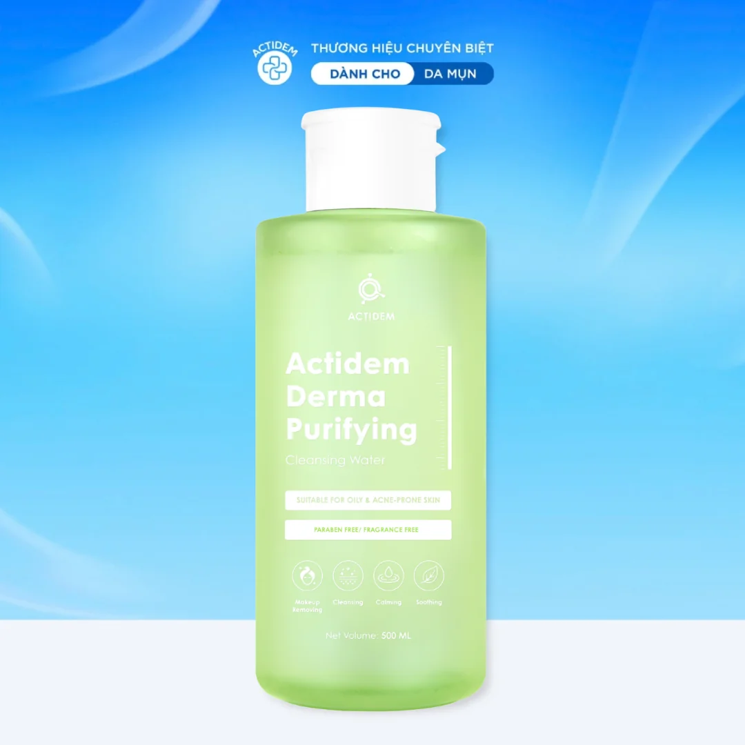 Nước tẩy trang dành cho da dầu mụn Actidem Derma Purifying Cleansing Water 500ml